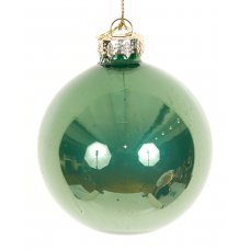 Χριστουγεννιάτικη Γυάλινη Μπάλα Πράσινη Γυαλιστερή (8cm)